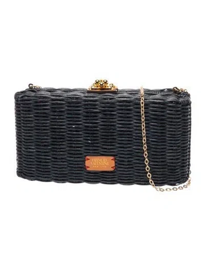 Pre-owned Frances Valentine Wicker Minaudière In Blue