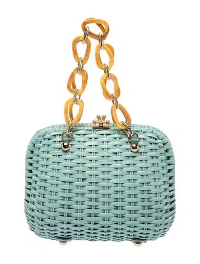 Pre-owned Frances Valentine Wicker Top Handle Bag In Blue