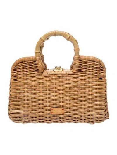 Pre-owned Frances Valentine Wicker Top Handle Bag In Brown