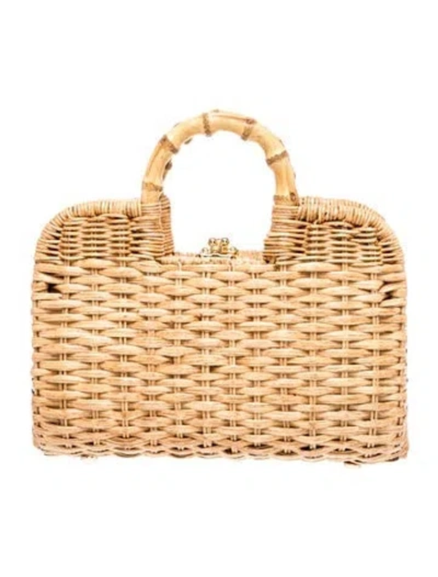 Pre-owned Frances Valentine Wicker Top Handle Bag In Brown