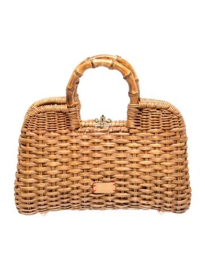Pre-owned Frances Valentine Wicker Top Handle Bag In Brown
