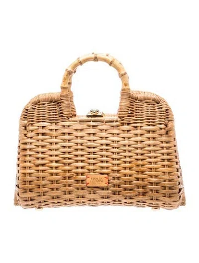 Pre-owned Frances Valentine Wicker Top Handle Bag In Brown