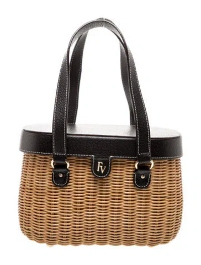 Pre-owned Frances Valentine Wicker Top Handle Bag In Neutral
