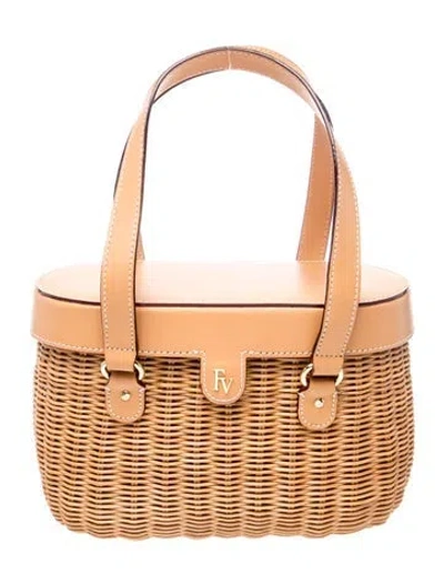 Pre-owned Frances Valentine Wicker Top Handle Bag In Neutrals