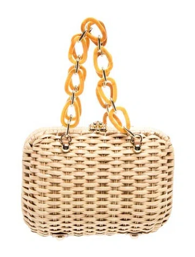 Pre-owned Frances Valentine Wicker Top Handle Bag In Neutrals