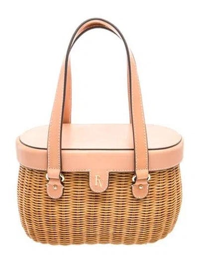 Pre-owned Frances Valentine Wicker Top Handle Bag In Orange