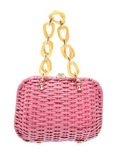 Pre-owned Frances Valentine Wicker Top Handle Bag In Pink