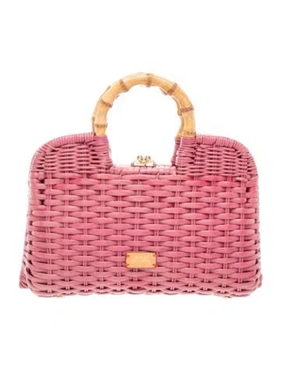 Pre-owned Frances Valentine Wicker Top Handle Bag In Pink