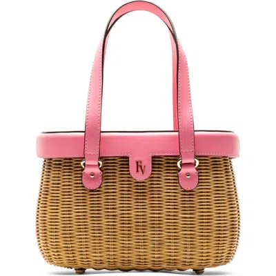 Frances Valentine Willow Woven Wicker & Leather Top Handle Bag In Multi