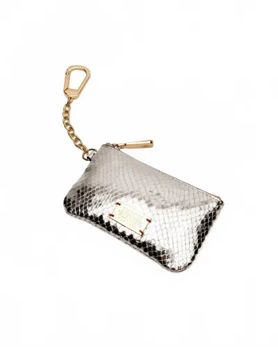Frances Valentine Women's Bitsy Metallic Leather Pouch Bag In Silver Snake In Multi