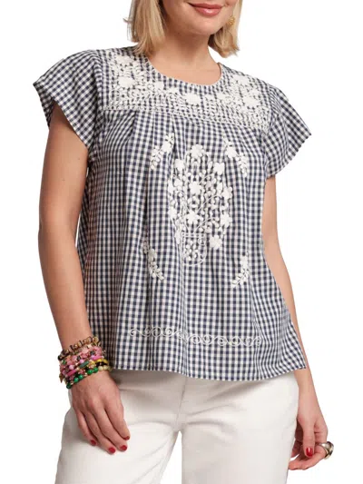 Frances Valentine Camila Top Gingham In Gray