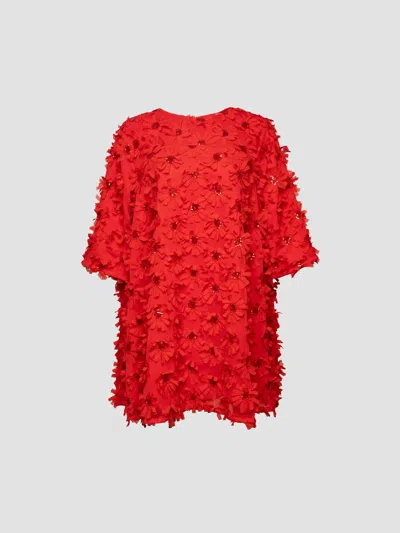 Frances Valentine Women's Edie Daisy Appliqué Mini Dress In Red