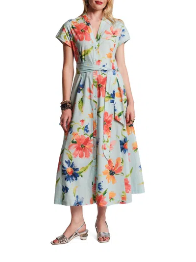 Frances Valentine Women's Eve Floral Tie-waist Midi-shirtdress In Multi