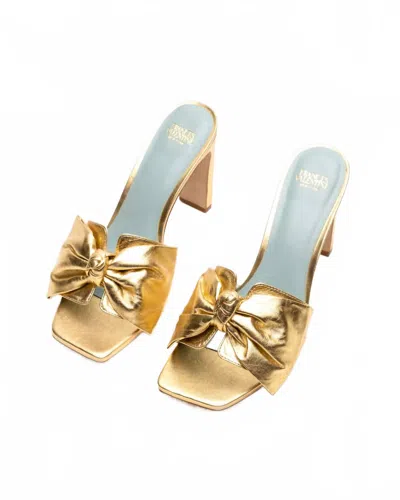 Frances Valentine Women's Hilary Heel In Metallic Gold Leather