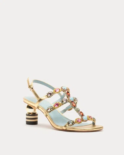 Frances Valentine Women's Kiki Gem Heel Sandals In Gold In Multi