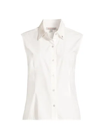 Frances Valentine Women's Lizzie Sleeveless Cotton Shirt In White
