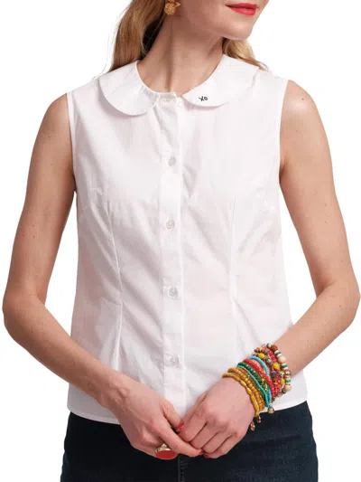 Frances Valentine Women's Louise Cotton Sleeveless Top In White