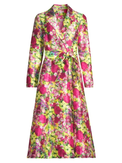 Frances Valentine Women's Lucille Chamomille Cluster Wrap Dress In Pink/yellow/multi