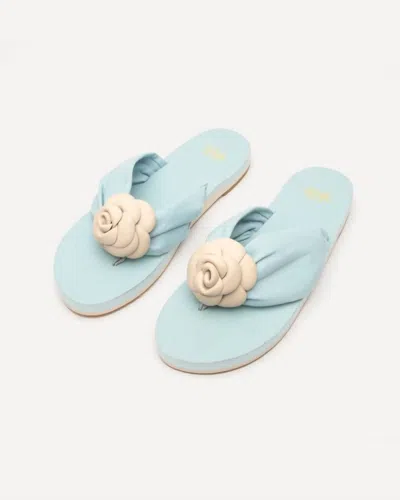 Frances Valentine Women's Magnolia Thong Flower Sandals In Blue