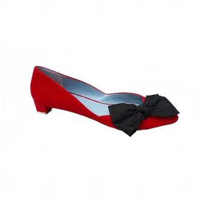 Frances Valentine Women's Mccall Grace Bow Velvet Shoe In Red