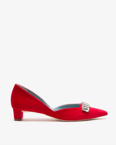 Frances Valentine Women's Paula Mini Block Velvet Heel In Red