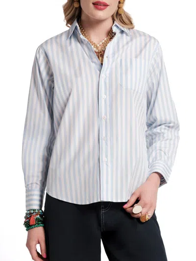 Frances Valentine Women's Perfect Striped Poplin Cotton Shirt In Multi