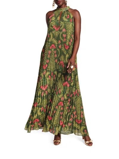 Frances Valentine Women's Printed Accordian-pleated Maxi Dress In Multi