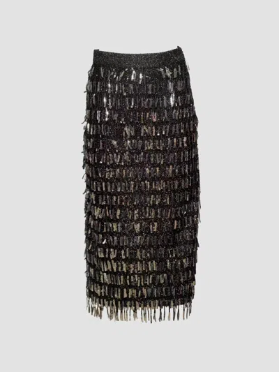 Frances Valentine Women's Shimmy Sequined Mesh Midi Skirt In Black