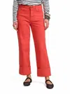 Frances Valentine Smarty Cuffed Jeans Solid Denim In Red