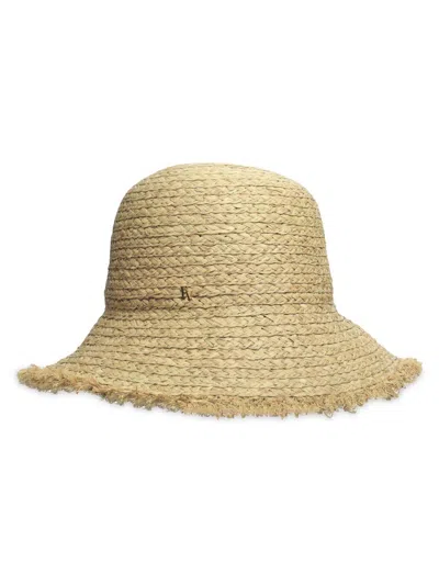 Frances Valentine Women's Straw Frayed-edge Bucket Hat In Brown