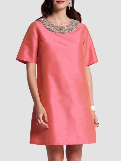 Frances Valentine Women's Tabby Embellished Shift Mini Dress In Coral