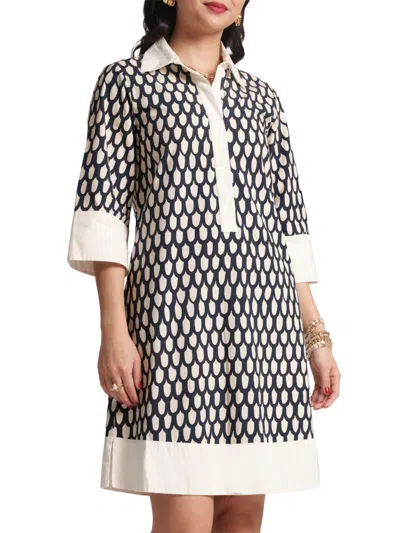 Frances Valentine Tracey Loop-print Cotton Mini Dress In Multi