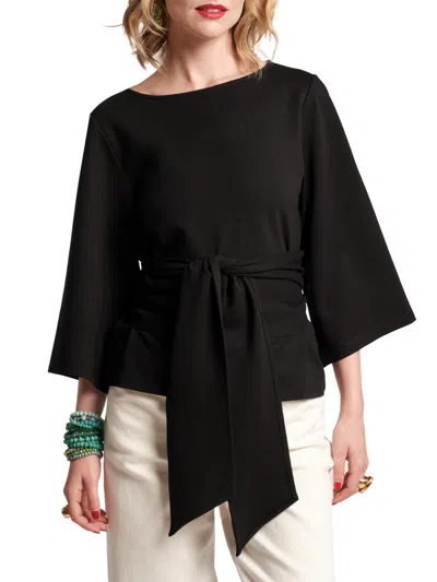 Frances Valentine Women's Whitney Wrap Tie-waist Top In Black