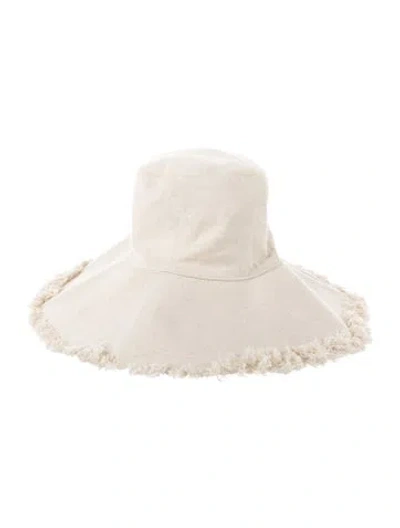 Pre-owned Frances Valentine Womens' Linen Bucket Hat In Neutral