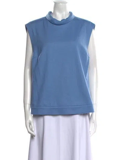 Pre-owned Frances Valentine Wool Cowl Neck Sweatshirt W/ Tags In Blue