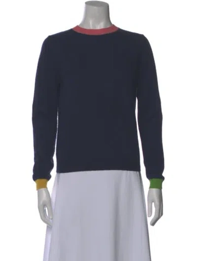 Pre-owned Frances Valentine Wool Crew Neck Sweater In Blue