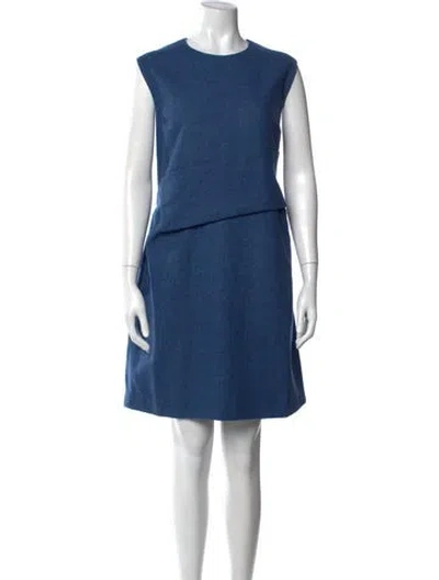 Pre-owned Frances Valentine Wool Knee-length Dress W/ Tags In Blue
