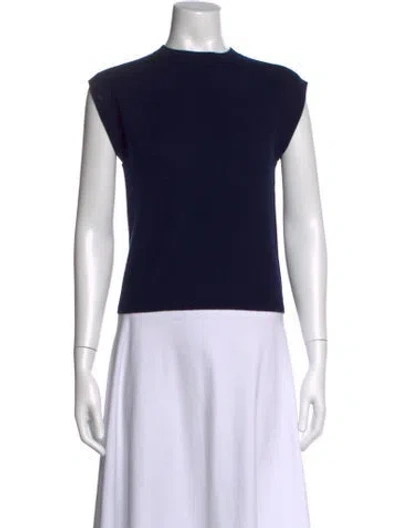 Pre-owned Frances Valentine Wool Mock Neck Sweater In Blue