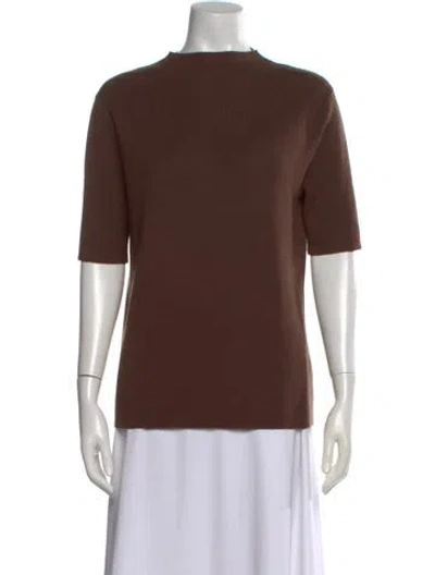 Pre-owned Frances Valentine Wool Mock Neck Sweater In Brown
