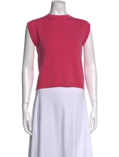 Pre-owned Frances Valentine Wool Mock Neck Top In Pink