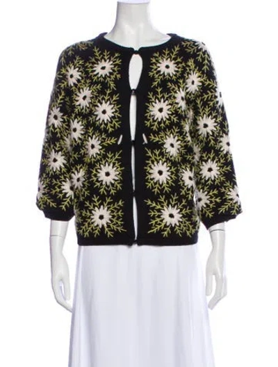 Pre-owned Frances Valentine Wool Printed Evening Jacket In Black