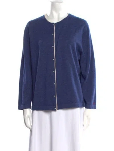 Pre-owned Frances Valentine Wool Scoop Neck Sweater In Blue