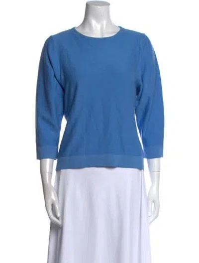 Pre-owned Frances Valentine Wool Scoop Neck Sweater In Blue