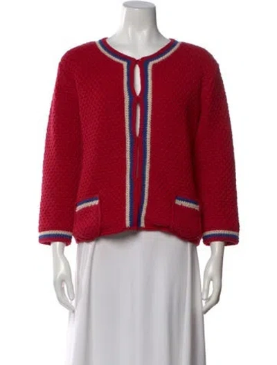 Pre-owned Frances Valentine Wool Scoop Neck Sweater In Red
