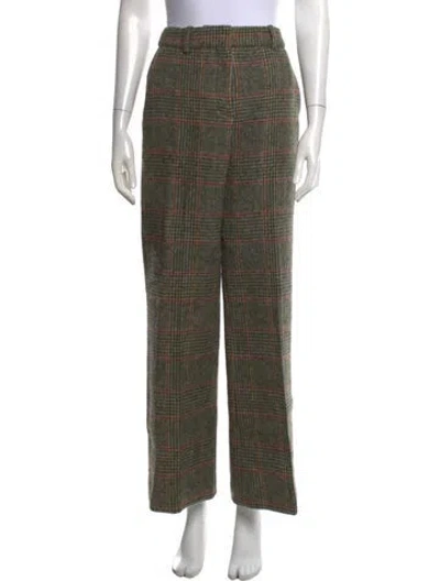 Pre-owned Frances Valentine Wool Straight Leg Pants In Green