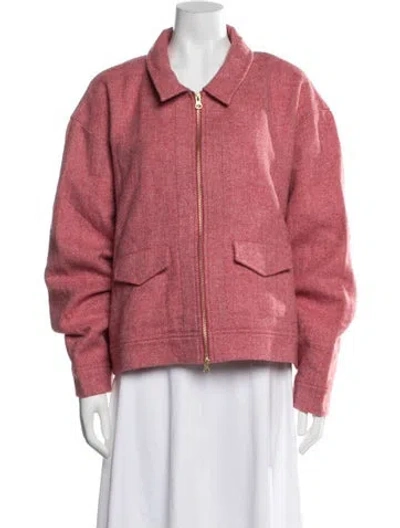 Pre-owned Frances Valentine Wool Tweed Pattern Jacket In Pink