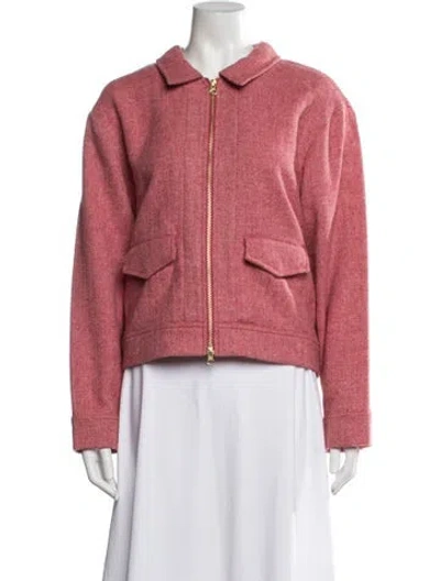 Pre-owned Frances Valentine Wool Tweed Pattern Jacket W/ Tags In Pink