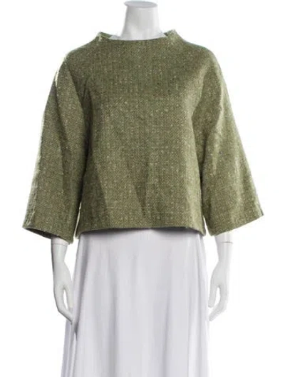 Pre-owned Frances Valentine Wool Tweed Pattern Top In Green