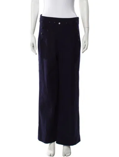 Pre-owned Frances Valentine Wool Wide Leg Pants In Blue