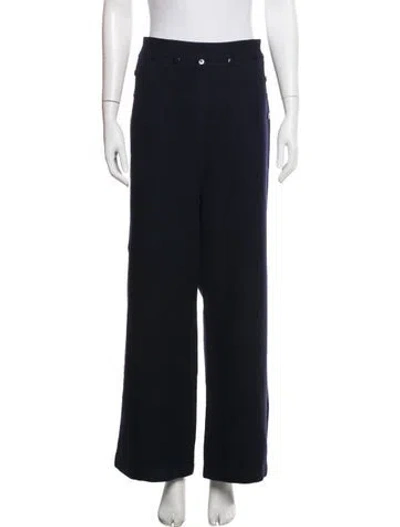 Pre-owned Frances Valentine Wool Wide Leg Pants In Blue